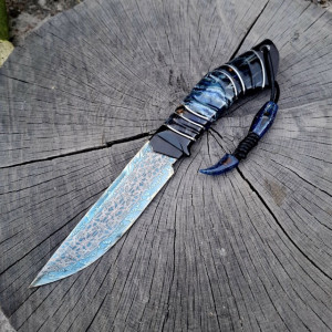 ЧОРНЕ МОРЕ авторський ніж ручної роботи Павла Гончаренка, сталь - мозаїчний дамаск, 58-59 HRC. Photo 3